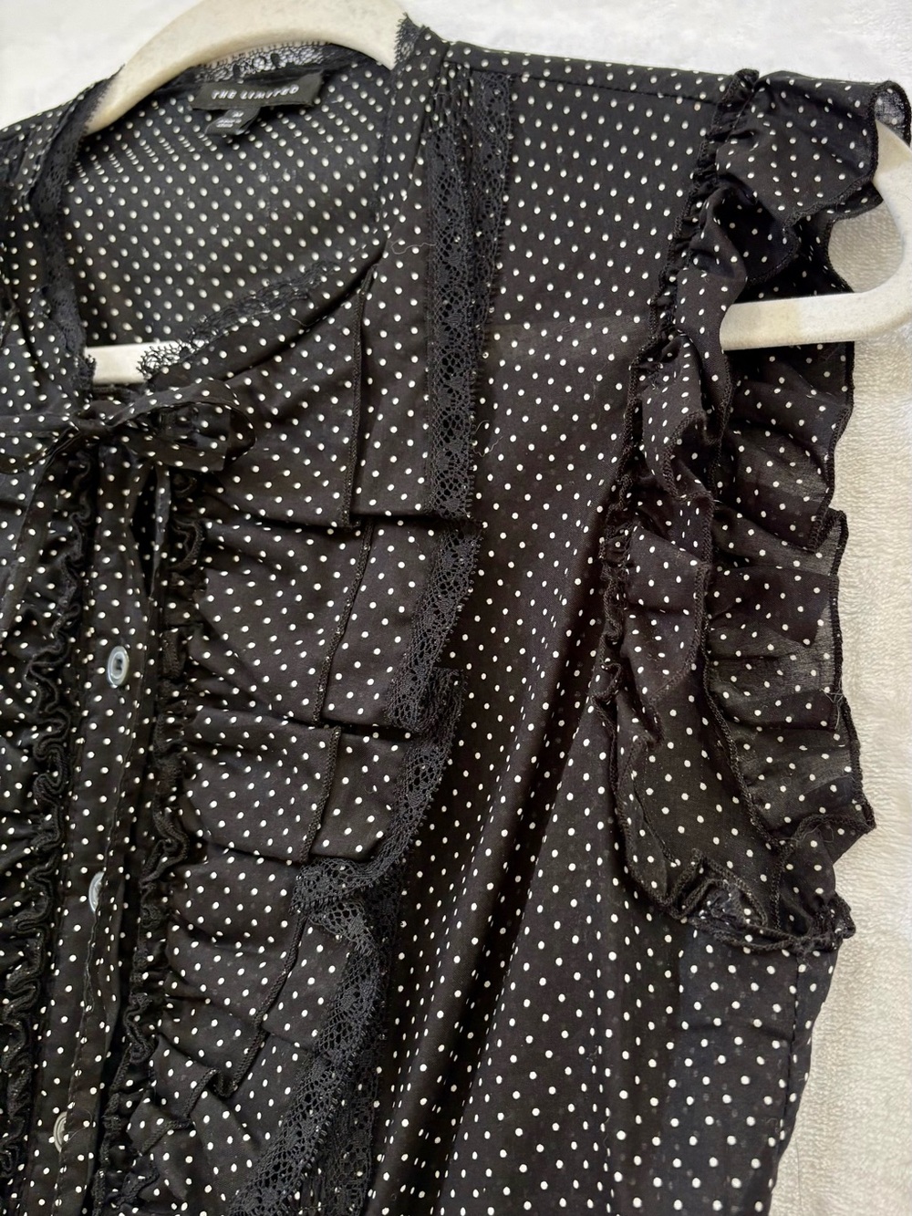 The Limited Black & White Polka Dot Ruffle Button-Front Blouse - Picture 3 of 5